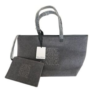 MaxMara Charcoal Gray Felt Shopper Tote with Matching Pouch - NWT